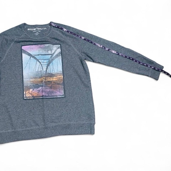 Mossimo Supply Co. Men's Gray Graphic Crewneck Sweater - Picture 7 of 11